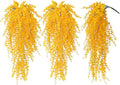 RECUTMS Aritificial Hanging Plant 3 Pack Fake Eucalyptus Leaves Faux Yellow Vine Plant Hanging for Indoor Home Room Wall Outdoor Garden Party Proch Wedding Backyard Arch Decoration(Pure Yellow)