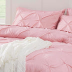 Bedsure Twin Comforter Set Baby Pink - Bed in a Bag Twin Size Bedding 5 Pieces, GentleSoft™ Pintuck Bed Set Gift for Family, Pinch Pleat Pink Comforter with Sheets, Pillowcase & Sham