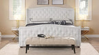 Jennifer Taylor Home Marcella Upholstered Shelter Headboard Bed Set, King, Bright White Polyester