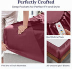 California Design Den Full Size Bed Sheets Set - Soft 400 Thread Count Sateen, Natural 100% Cotton Sheets with Deep Pockets, Breathable, Cooling and Durable Bedding Set - Burgundy Red