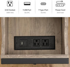 HOOBRO Side Table, Flip End Table with Charging Station and Shelves, USB Ports & Power Outlets, Narrow Nightstand for Small Spaces, Living Room, Stable and Sturdy, Greige and Black BG341BZ01