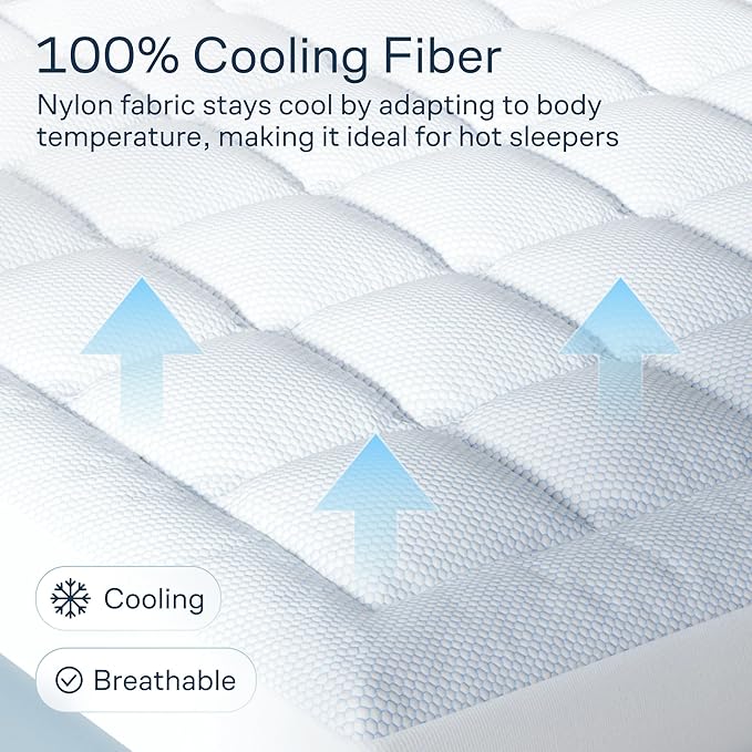 Niagara Cooling California King Mattress Topper - Pillow Top Mattress Cover Quilted Fitted Cooling Topper for Back Pain Deep Pocket Fits 20 Inches (72x84 Inches)