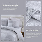 Secgo Queen Comforter Set for Bed - 100% Cotton Quilts Queen Size, Black Bedspreads (90 * 98 Inch) with 2 Pillow Shams, Patchwork Reversible Lightweight Bedding