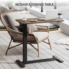 FLEXISPOT Medical Adjustable Overbed Bedside Table with Wheels Pneumatic Mobile Standing Desk Laptop Desk Rolling Computer Cart Movable Table Hospital Home Use(31.5" W x 17.7" D, Mahogany Large)