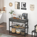 Ecoprsio Entryway Table with Outlets and USB Ports, Small Console Table with 2 Drawers, Sofa Table with Storage Shelves for Living Room, Couch, Hallway, Foyer, Kitchen Counter, 32'', Grey Oak