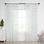 MYSKY HOME 84 Inch Long Christmas Curtains for Living Room Hunter Green Pom Pom Curtains for Bedroom White Sheer Nursery Curtains for Kids Room Rod Pocket Privacy Windows Drapes 52" x 84" 2 Panels