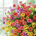 Artificial Flowers Faux Plants Outdoor Fake Flowers Spring Decor,12 Bundles Outdoor Flower Plastic Plant Colorful Daisy UV Resistant for Porch Patio Yard Garden Pot Planters
