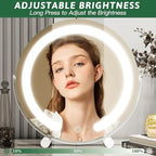 Vanity Mirror with Lights, 12 Inch Light Up Makeup Mirror, LED Makeup Mirror with Lights for Bedroom Tabletop, Smart Touch Control 3 Colors Dimmable, 360° Rotation, White