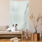 Ambesonne Ikat Tapestry, Mesh Patterns and Lines on Vintage Backdrop Retro Ikat Style Boho Print, Wall Hanging for Bedroom Living Room Dorm Decor, 40" X 60", Turquoise Cream