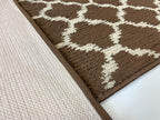 Custom Size Cut to Length Moroccan Trellis Design Runner Rug Mat For Wide Long Hallways with Non-Slip Rubber Backing, Better Traction for Pets, Prevent Slippage, Trellis Brown, 31 inch X 10 feet