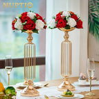 NUPTIO Pcs of 10 Fake Flower Ball Arrangement Bouquet,15 Heads Plastic Roses with Base, Suitable for Our Store's Wedding Centerpiece Flower Rack for Parties Valentine's Day Home Décor (Red & White)