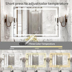 48"x 32" LED Bathroom Mirror with Black Frame, Bathroom Mirror with Lights Front and Backlit, Lighted Mirror Stepless Dimmable, Anti-Fog, Memory, LED Vanity Mirror with Lights 3 Colors