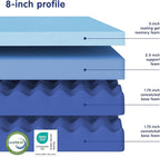 Vibe Gel Memory Foam Mattress, Fiberglass Free 8-Inch CertiPUR-US Certified Bed-in-a-Box, Full, White