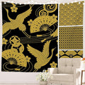 Batmerry Flower Vintage Tapestry, Oriental Japanese Pattern Ornaments Traditional Motives Kimono Wall Hanging Polyester Fiber White Ruffled Around For Dorm Bedroom Living Room, 90.6 X 78.7 Inches