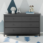 Storkcraft Alpine 6-Drawer Dresser (Gray) – GREENGUARD Gold Certified, Gray Dresser for Bedroom, Kids & Nursery Storage Drawers, Safety Interlocking Drawers, Pre-Installed Tracks, Kids Bedroom