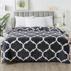 Gray Pattern Queen Size Blanket,90x90 Inches Microfiber Soft Cozy Fluffy Warm Hand Made Queen Throw Blankets for Queen Full Bed,Couch, Sofa, Chair, Camping, Picnic,Grey and White