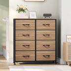 YITAHOME Dresser with 8 Drawers - Fabric Storage Tower, Organizer Unit for Living Room, Hallway, Closets - Sturdy Steel Frame, Wooden Top & Easy Pull Fabric Bins, Burlywood Grain