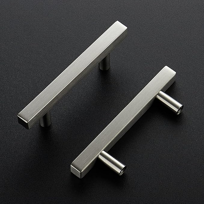 Ravinte 10 Pack Cabinet Handles 3 Inch Brushed Nickel Cabinet Pulls Square Hardware for Kitchen Cabinets - 5 Inch Total Length