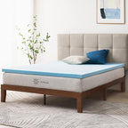 ZINUS 2 Inch Green Tea Cooling Gel Memory Foam Mattress Topper, Cooling Gel Foam, CertiPUR-US Certified, Queen, Blue