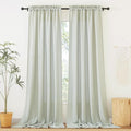 RYB HOME Privacy Semi Sheer Linen Curtains Extra Wide Curtains 108" Length, Rod Pocket Linen Blend Elegant Light Filtering Privacy Protected Panels for Farmhouse/Living Room, Sage, 52" W, 2 Panels
