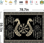 OSUNBD Viking Dragon Tapestry Ancient Rune Dragon Totem Norse Mythology Wall Art Tapestries Black Mystical Geometric Norse Mythology Tapestry Large Size 78.7”x59.1” for Bedroom Living Room Dorm