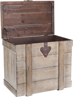 Household Essentials White Washed Rustic Decorative Wooden Trunk, Medium