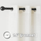 RYB HOME Linen Curtains for Living Room Bedroom Home Office, Semi Transparent Privacy Protection Vertical Modern Bohemian Window Decor Sheer Drapes, Linen, W 100 x L 90, 1 Pc