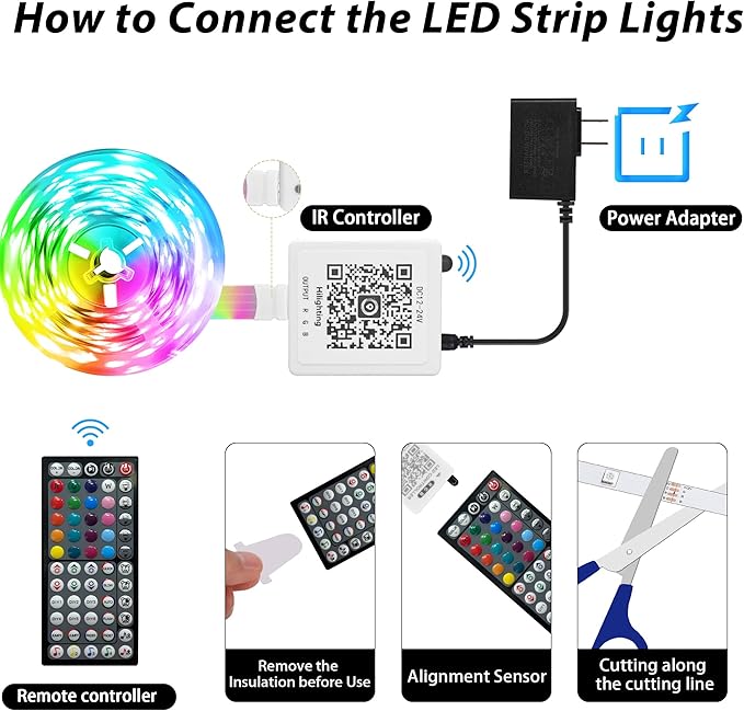 130 ft LED Lights for Bedroom Music Sync RGB LED Strip Lights with APP & Remote Control LED Lights for Room Home Party Christmas Wall Decor (2 Rolls of 65ft)