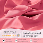 LuxClub 3 PC Sheet Set Bed Sheets Deep Pockets 16" Eco Friendly Wrinkle Free Cooling Machine Washable Hotel Bedding Silky Soft - Vermilion Twin