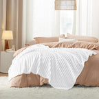 Bedsure GentleSoft White Fleece Blanket for Couch - Cozy Soft Blankets for Women, Cute Small Throws for Girls, 50x70 Inches