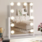 Vanity Makeup Mirror with Lights,3 Color Lighting Modes Detachable 10X Magnification Mirror Touch Control,360°Rotation, White (14.6Inch)