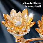 Crystal Candle Holders Lotus Candelabras Gold Arch Candlestick, Centerpiece Table, Home Hecor for Wedding, Dinning Room, Coffee Table, Kitchen, Living Room, Entryway (3 Arms, Tealight Candle)