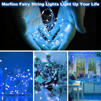 20 Pack Fairy Lights Battery Operated - 3 Speed Modes, 7Ft 20 LED String Twinkle Lights, Waterproof Copper Wire, Mini Firefly Light for Mason Jars Vases Christmas Decor,Blue