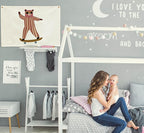 Skateboarding Bear Nursery Rectangular Canvas Banner-Flag Wall Sign Decor for Baby Boys Kids, Baby Room Above Crib Bedroom Playroom Reading Room Decor-Baby Shower Birthday Christmas Gift