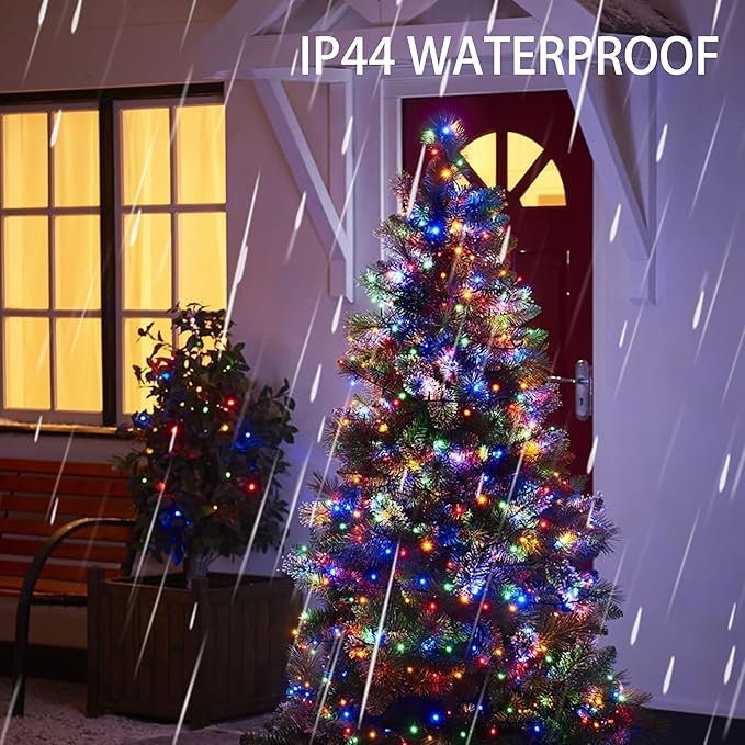 Dazzle Bright Christmas String Lights, 100 LED 33 FT Connectable Fairy Lights with 8 Modes, Waterproof Christmas Decorations for Indoor Outdoor Holiday Party Home Tree Decor (Multi-Colored)