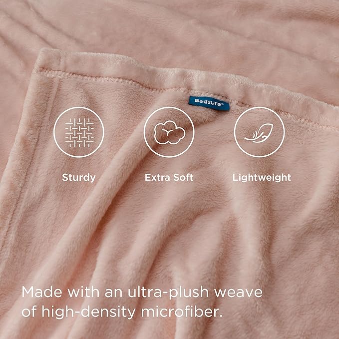 Bedsure GentleSoft Fleece Blanket Twin Size Dusty Pink - 300GSM Lightweight Plush Fuzzy Cozy Soft Warm Blanket for Bed, Sofa, Couch, Travel, Camping, 60x80 inches