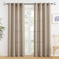 RYB HOME Khaki Semi Sheer Curtains 84 inches Long, Grommet Easy Sliding Light Filtering Half Privacy Window Curtains & Drapes for Bedroom Living Room Farmhouse, W 52 x L 84 inches, 2 Pcs