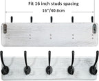 WEBI Coat Rack Wall Mounted,Coat Hooks Wall Mount,16" Hole to Hole,Large Coat Hanger Wall,5 Hooks for Hanging Coats,Hats,Jacket,Clothes,Entryway,Black/White,2 Packs