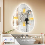 QDSSDECO Irregular LED Bathroom Mirror with Lights,Asymmetrical Led Bathroom Vanity Mirror for Wall with Front and Backlit, Anti Fog, 3 Colors and Dimmable Light, 22" x 28"