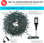 105FT 300LEDs Christmas Lights Outdoor Indoor String Lights 8 Modes Memory Function for Christmas Tree Party Decoration, UL Listed (4 Sets CONNECTABLE) White