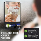 TAILI Fogless Shower Mirror, Anti-Fog with Razor Holder, Suction Shaving Mirror with Storage Tray, Rust-Proof, Shatterproof, Removable for Bathroom, Shower Accessories, Black