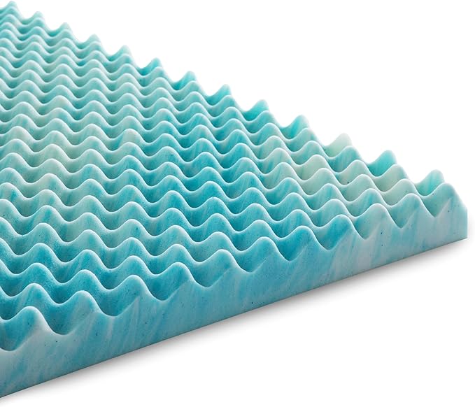 Linenspa 2 Inch Convoluted Gel Swirl Memory Foam Mattress Topper - Promotes Airflow - Relieves Pressure Points - Queen