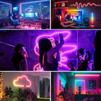 80FT (2 Rolls 40FT) Neon Rope Lights,Flexible Led Rope Lights Control with App/Remote,Multiple Modes Rope Lights,IP67 Outdoor Waterproof,Music Sync Light Strip for Bedroom