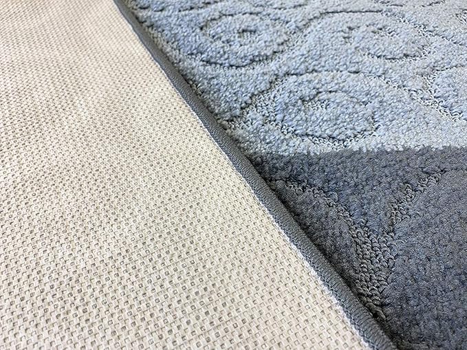 Custom Size Modern Runner Rug Carpet for Hallway Entryway Foyer Kitchen, Slip Resistant Latex Rubber Backed 31 inch Wide X Customized Length, Scroll Grey, 31 inch X 15 feet