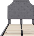 Flash Furniture Brighton Twin Size Tufted Upholstered Platform Bed in Light Gray Fabric