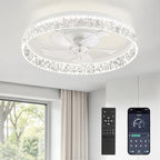 LEDIARY 22" Modern Ceiling Fans with Lights and Remote, Dimmable Low Profile Ceiling Fan, Flush Mount Ceiling Fan, Stepless Color Temperature Change and 6 Speeds - White