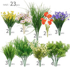 23Pcs Outdoor Artificial Boxwood UV Resistant Fake Stems Plants, Faux Plastic Greenery for Indoor Outside Hanging Plants Garden Porch Window Box Home Wedding Farmhouse Décor