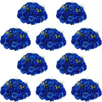 NUPTIO Artificial Flower Centrepieces for Tables - 10 Pcs Large Fake Flowers Roses Balls 15.7 inch Diam- Royal Blue Silk Faux Rose Arrangement Bouquet for Wedding Party Centerpiece Table Decorations