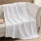 Exclusivo Mezcla Fleece Throw Blanket Extra Large, Super Soft and Warm Blankets for Couch, Sofa and Bed Waffle Textured, Cozy, Fuzzy and Lightweight (Mixed Light Grey, 50x70 Inches)