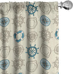 Ambesonne Compass Window Curtains, Marine Themed Doodle Art Vintage Inspirations Traveling Exploration Cruise Pattern, Lightweight Decor 2-Panel Set with Rod Pocket, Pair of - 28" x 84", Beige Teal